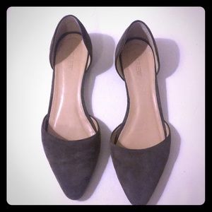 J. Crew Grey Suede d’Orsay Flats